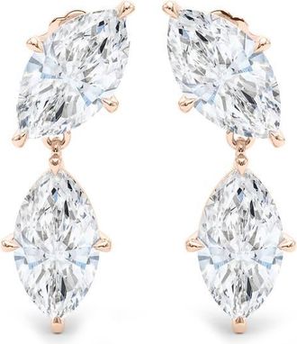 HauteCarat Lab Grown Diamond Twin Marquise Cut Drop Earrings in 18K Rose Gold at Nordstrom
