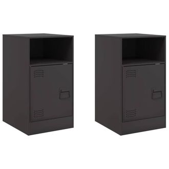 Berkfield Home Bedside Cabinets 2pcs Black 34.5x39x62 cm Steel