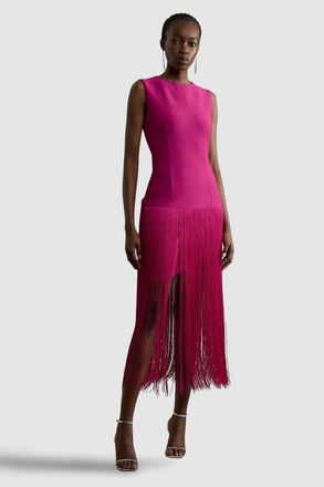 Karen Millen Tassel Hem Knitted Dress in Magenta at Nordstrom, Size X-Small