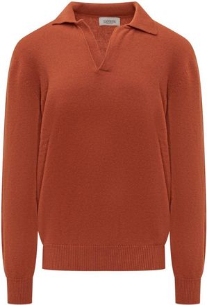 Laneus Orange Laneus Sweater With Collar And V-Neckline