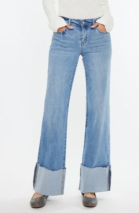 Kancan Emma Mid Rise Wide Leg Jeans in Medium Wash at Nordstrom, Size 31