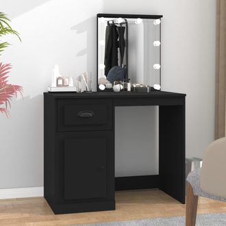 vidaXL Tocador Con Led Madera Contrachapada Negro 90x50x132,5 Cm Vidaxl