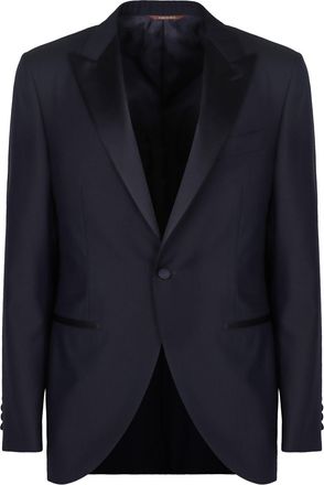 Canali Mens Two-piece Wool Suit - Dark Blue - Size EU 48 (Mens)