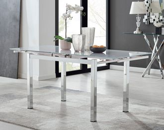 Furniturebox Enna 170cm 6-Seater Chrome & Glass Extending Dining Table in White
