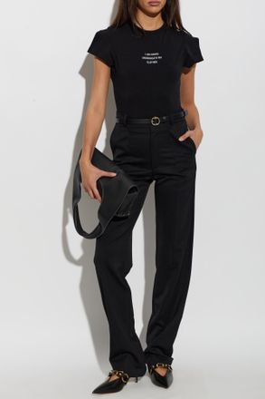 VETEMENTS Cotton Bodysuit With Print, Womens, Black