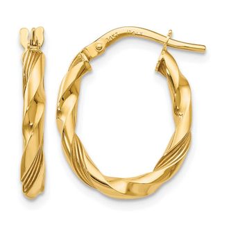 Diamond2Deal 14K Yellow Gold Textured Round Hoop Earrings