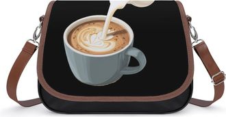 Generic Coffee Prints Crossbody Bags for Women Shoulder Messenger Bag Purse Handbags