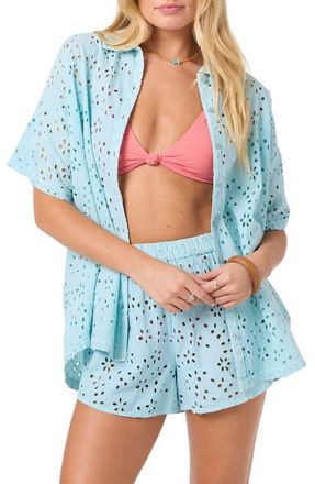 O'Neill Jenna Cotton Eyelet Cover-Up Shirt in Stratosphere at Nordstrom, Size Large