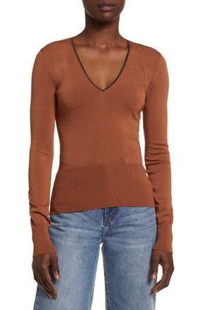 Rag & Bone Danielle V-Neck Sweater in Dark Caramel at Nordstrom Rack, Size X-Large