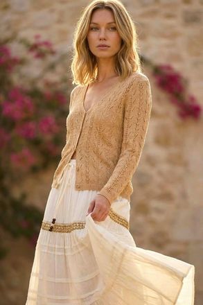 Roman Shimmer Button Knit Cardigan