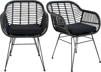 Moloo Silla de comedor de ratán negro y metal (x2)