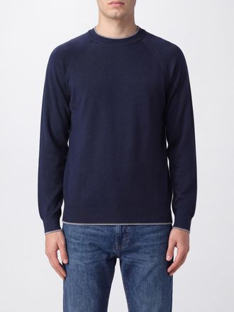 Eleventy Maglia girocollo a maniche lunghe in pura lana con bordi a costine