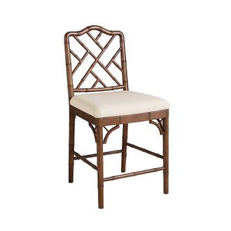 Ballard Designs Dayna Stool - Chestnut/Sandberg Parchment, Counter Stool 25H - Ballard Designs
