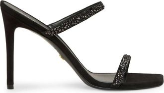 Stuart Weitzman Glamoureuze Slide Sandaal met Kristallen - Dames - Muiltjes - Zwart - 39 1/2 EU - Su&egrave;de - Schoenen