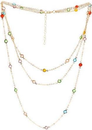 Saachi Crystal Glass Three-Layer Necklace in Green Multi at Nordstrom Rack