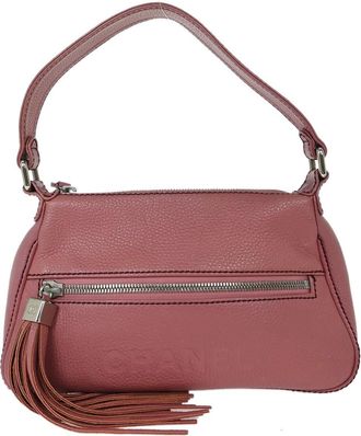 Chanel Lax Front Zip Bag Pebbled Leather Pink Leather Handbag (Pre-Owned)