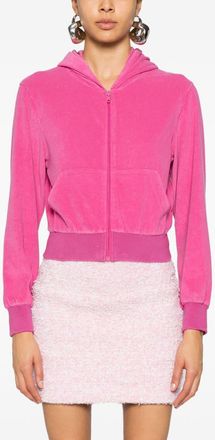 Balenciaga Womens Velvet Zipped Hoodie - Pink Cotton - Size X-Small