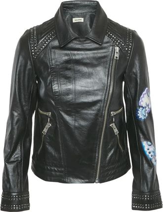 Zadig&Voltaire Jack met vlinderprint en studs - Zwart