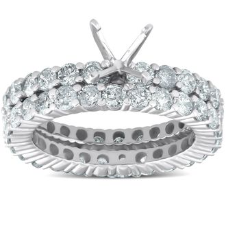 Pompeii3 3ct Diamond Eternity Wedding Engagement Matching Ring Setting 14k White Gold Size Selectable