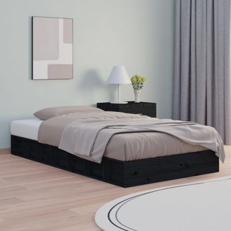 vidaXL Estructura Cama Madera Maciza Individual Negro 75x190 Cm Vidaxl