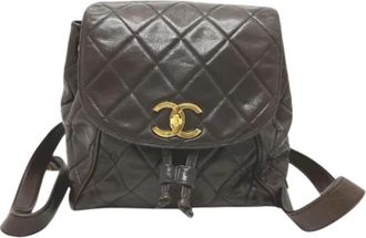 Chanel Pre-owned Leather chanel-bags - Dames - Vintage Rugzakken - Bruin - ONE Size - Vintage
