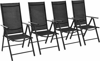 vidaXL Vidaxl - Sillas plegables de jardín 4 uds aluminio y textilene negro