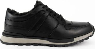 Sergio Moretti Zwarte Schoenen met Veters - Heren - Sneakers - Zwart - 43 EU - Leer - Schoenen