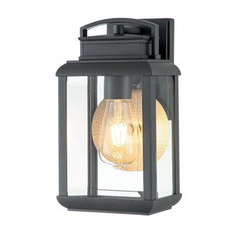 Netlighting Quoizel Byron Outdoor Wall Lantern Graphite with Pewter Reflector IP44 in Grey