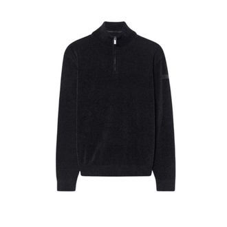 Roberto Ricci Design Jersey de Punto con Media Cremallera de Terciopelo - Knitwear - Hombre - Negro - 2XL