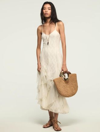 Lucky Brand Womens Festival Lace Mix Midi Dress