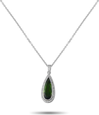 Luxury Bazaar Platinum 0.35ct Diamond and Tourmaline Pendant Necklace MF10-032725