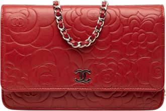 Chanel Pre-owned Leren Ketting Portemonnee - Dames - Vintage Clutch - Rood - ONE Size - Leer - Vintage