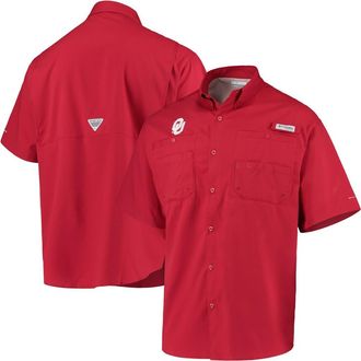 Columbia Mens Columbia Crimson Oklahoma Sooners PFG Tamiami Omni-Shade Button-Down Shirt at Nordstrom, Size Xx-Large