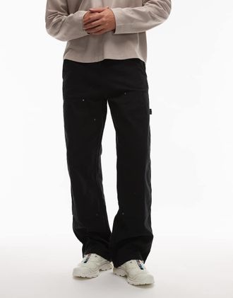 Dickies Pantaloni in tela neri con ginocchia doppiate-Nero