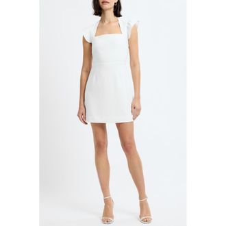 French Connection Whisper Flutter Sleeve Minidress in Summer White at Nordstrom, Size 10