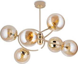 OEM L&aacute;mpara De Ara&ntilde;a Jacob De Cristal Beige, 6 Luces E14, 68 Cm