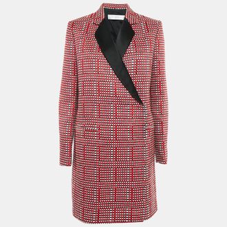 Victoria Beckham Victoria Beckham Red/multicolor Basket Weave Linen Blend Coat