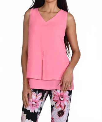 Frank Lyman Design Cresida Chiffon Tank Top In Sorbet/bright Pink