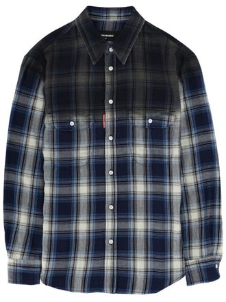 Dsquared2 Multicolor Gradient Plaid Cotton Shirt