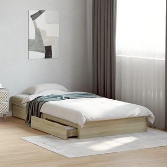 Berkfield Home Bed Frame with Drawers without Mattress Sonoma Oak 75x190 cm Small Single in Brown