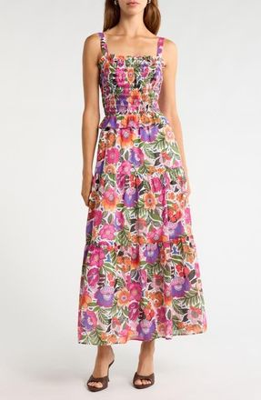 Sugarlips Rendal Floral Smock Midi Sundress in Floral-Multi at Nordstrom, Size X-Small