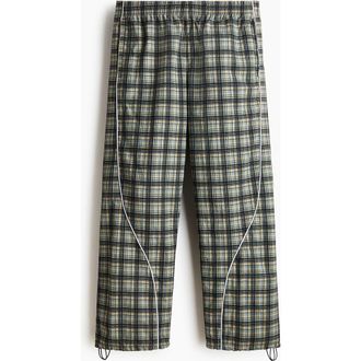H&M Relaxed Fit Nylon Track Pants in Beige/checked at Nordstrom, Size Xx-Large