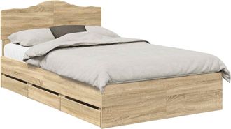 vidaXL Estructura De Cama Roble Sonoma 120 X 190 Cm Madera Ingenieril Vidaxl