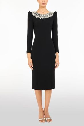 Jenny Packham Jacquetta Embellished Midi Dress in Liquorice at Nordstrom, Size 16 Uk