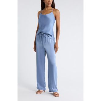 Leith Satin Drawstring Pants in Blue Umbra at Nordstrom Rack, Size X-Large
