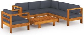 vidaXL Muebles De Jard&iacute;n 7 Pzas Con Cojines Gris Oscuro Madera Acacia Vidaxl