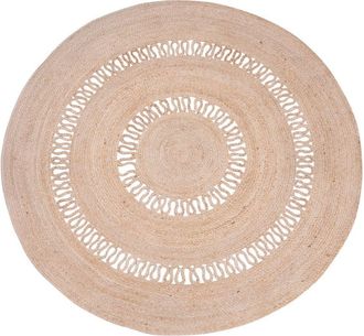 Nordlys Alfombra redonda de yute natural en marrón 130 x 130 cm