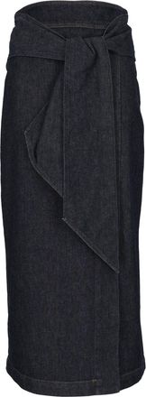 Emporio Armani Dark Denim Belted Midi Skirt