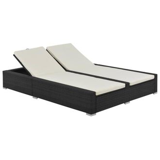 vidaXL Tumbona Doble Rat&aacute;n Sint&eacute;tico Negro Vidaxl