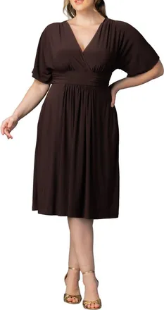 Kiyonna Gia Floral Midi Dress in Chocolate at Nordstrom, Size 0X